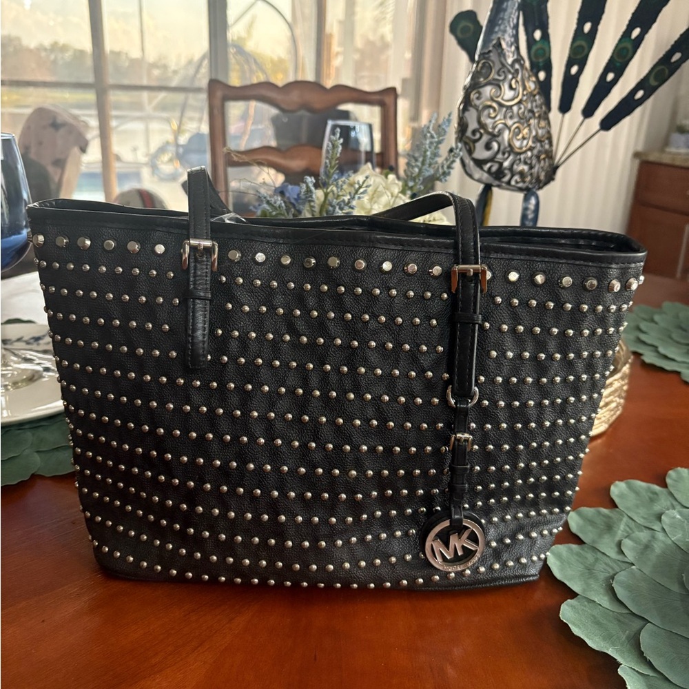 Michael Kors Black Studded Tote Bag